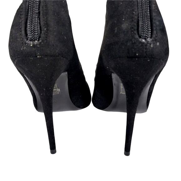 NWOT!JACOBIES! BLACK VEGAN SUEDE MICROFIBER LADDER STRAPPED ANKLE BOOTS! SZ 7.5M - Picture 7 of 9